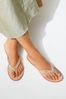 Gold Forever Comfort Leather Embellished Toe Thong Flat Tees Sandals