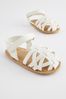 White Baby Ankle Strap Fisherman Sandals (0-18mths)