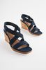Navy Blue Extra Wide Fit Forever Comfort® Elastic Strap Wedges