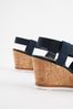 Navy Blue Extra Wide Fit Forever Comfort® Elastic Strap Wedges
