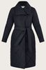 Monsoon Blue Piper Padded Shawl Collar Coat in Recycled Polyester