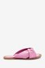 Pink Extra Wide Fit Forever Comfort® Leather Twist Detail Mule Sandals