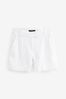 White Linen Blend Boy Shorts