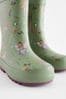 Green Floral Unicorn Fairy Character Handle Wellies