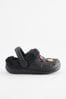 Black Badge Faux Fur Lined Clogs With Ankle Strap