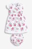 JoJo Maman Bébé Rose Print Baby Dress with Knickers