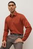 Rust Brown Slim Fit Single Cuff Easy Care Textured Shirt