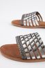Silver Regular/Wide Fit Forever Comfort® Leather Woven Flat Sandals