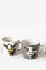 MM Sketch Grey Cow Mugs Set Of 2