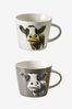MM Sketch Grey Cow Mugs Set Of 2