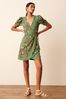 Green Ditsy Floral John Zack Tall exclusive fluted sleeve midi dress in multi floral