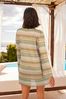 Green/Pink Stripe Crochet Knitted Beach Cover-Up Dress