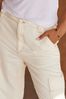 Ecru White Denim Cargo Trousers