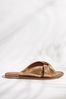 Bronze Regular/Wide Fit Forever Comfort® Leather Twist Detail Mule Sandals