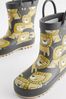 Charcoal Grey Lion Print Wellies With Pull-on Handles