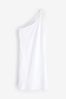 White Double Strap One Shoulder Dress