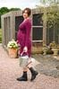 JoJo Maman Bébé Raspberry V-Neck Knitted Maternity Dress