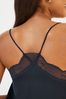 Navy Blue Lace Trim Strappy Cami Top