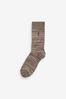 Grey/Neutral 8 Pack Embroidered Stag Socks