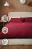 Red 100% Cotton Supersoft Brushed Plain Duvet Cover And Pillowcase Set