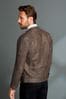 Brown Nubuck Leather Quilted Racer Jacket