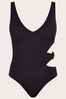 Monsoon Plain Cut-Out O-Ring Black Swimsuit With Recycled Polyester