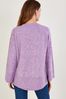 Monsoon Purple V-Neck Cable Longline Jumper with Recycled Polyester