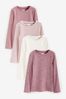 Pink Floral Ribbed Long Sleeve Tops 4 Pack (3-16yrs)