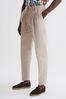 Reiss Oatmeal Trail Cotton-Linen Buckled Trousers