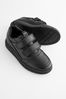 Black Leather Touch Fastening School Shoes