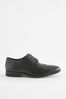 Black School Leather Wing Cap Shoes
