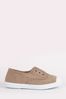 Trotters London Natural Toffee Plum Canvas Shoes