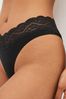 Black Extra High Leg Lace Trim Cotton Blend Knickers 4 Pack