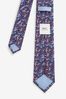 Navy Blue Ditsy Floral Slim Tie And Pocket Square Set