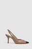 Reiss Nude Delilah Mid Heel Leather Sling Back Court Shoes