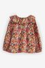 Berry Red Printed Cotton Ruffle Blouse (3mths-8yrs)