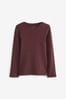 Chocolate Brown 1 Pack Long Sleeve Ribbed Top (3-16yrs)