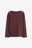 Chocolate Brown 1 Pack Long Sleeve Ribbed Top (3-16yrs)
