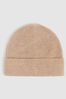 Reiss Camel Chaise Merino Wool Ribbed Beanie Hat