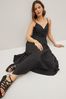 Black Strappy Waisted 100% Cotton Midi jumper Dress