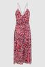 Reiss Pink Pippa Petite Floral Printed Midi mcqueen Dress