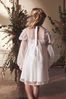 Ivory Cream Shirred Mesh Dress Front (3-16yrs)