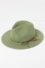 FatFace Green Straw Fedora Hat