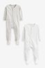 White Cotton Baby Zip Sleepsuits 2 Pack (0mths-2yrs)