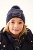 Baker by Ted Baker Navy Girls Scallop Edge Pom Hat and Gloves Set