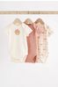 White/Pink Baby Short Sleeve Bodysuits 3 Pack