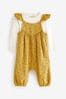 Ochre Yellow Baby Woven Dungarees and Bodysuit Set (0mths-2yrs)