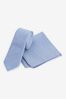 Dusky Blue Slim Silk Wedding Tie And Pocket Square Set