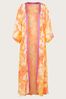 Monsoon Orange Abstract Print Longline Kimono Cover-up
