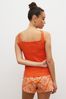 Orange Abstract Cotton Blend Ribbed Vest Short Pyjamas Set
